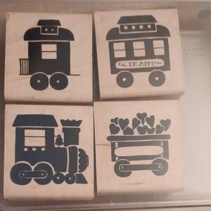 Stampin' Up! Black Train Wooden Stamp Set